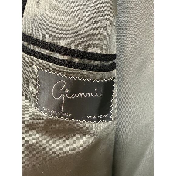 Vintage Gianni Wool Blazer Mens 44R Black Made USA Minimalist Classic - Picture 2 of 12